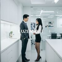 회사에서 대화중인 사장과 비서 3 썸네일