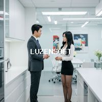 회사에서 대화중인 사장과 비서 4 썸네일
