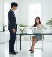 화이트톤 사무실에서 사장을 보고 깜짝 놀라는 비서 02 썸네일