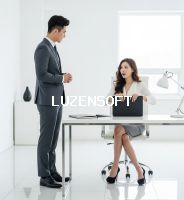 화이트톤 사무실에서 사장을 보고 깜짝 놀라는 비서 04 썸네일