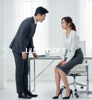 사장을 보고 긴장해서 식은땀을 흘리는 비서 썸네일